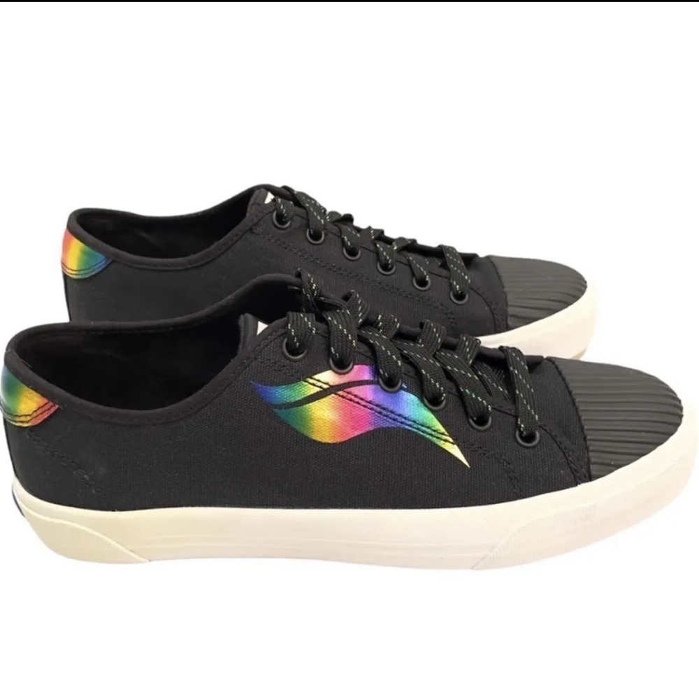 NEW Keds Black Crew Kick Holo Rainbow Wave Lace Up Platform Sneakers